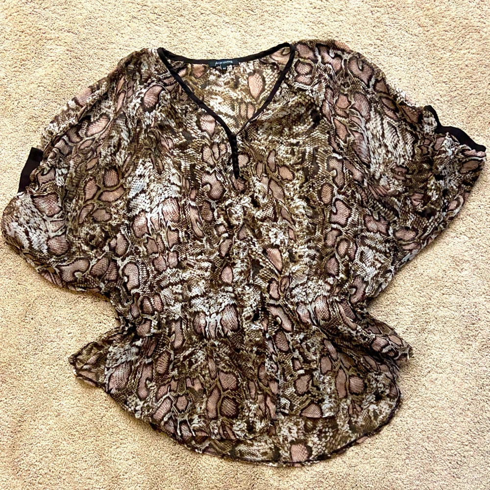 Brown and Pink snake print Blouse